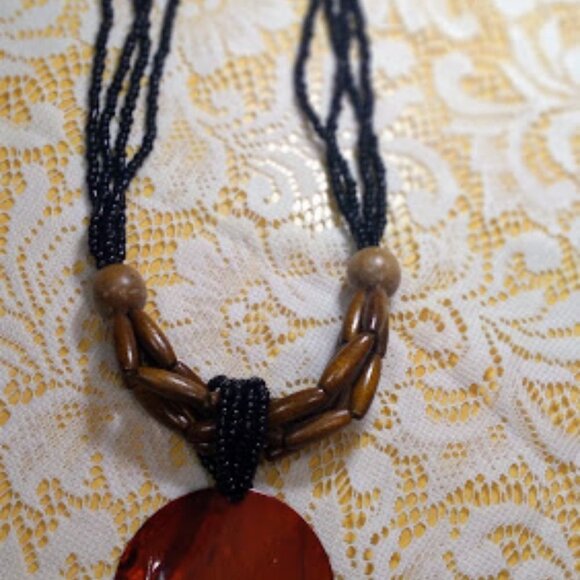 Exotic and Vibrant Beaded Single Shell 4-Strand Necklace, 27" with 3" adjustable - Picture 12 of 16